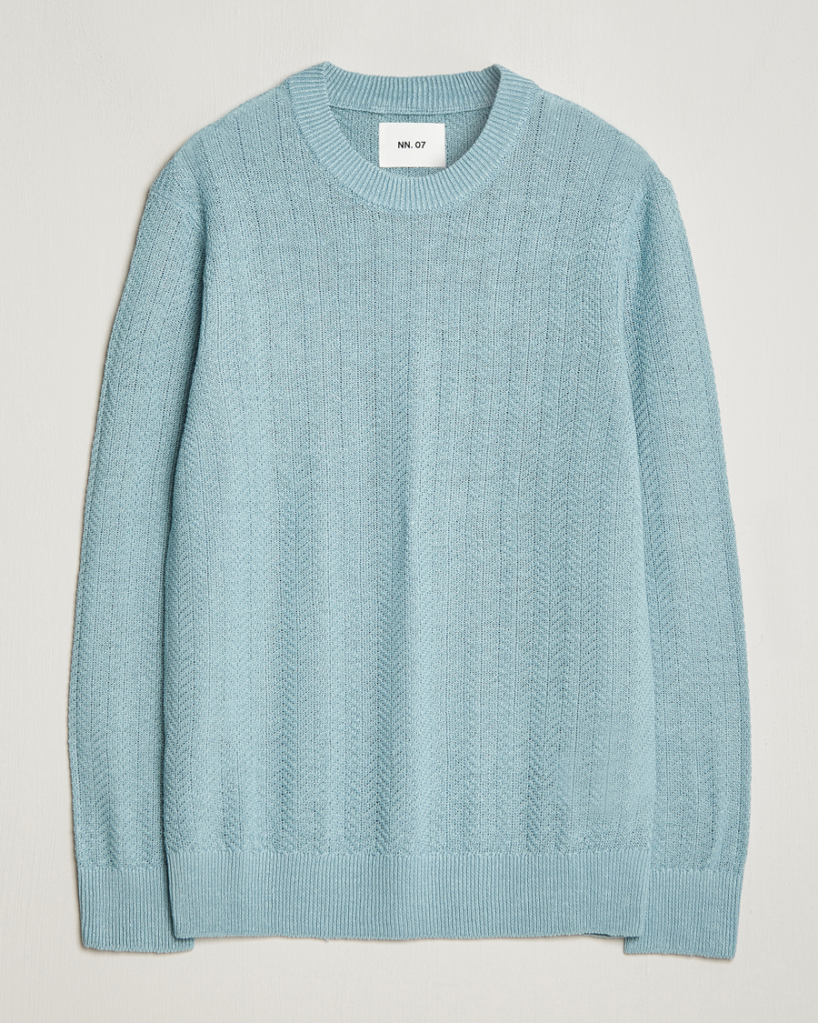 Herren | Pullover | NN07 | Jaden Knitted Linen Crew Neck Sweater Winter Sky
