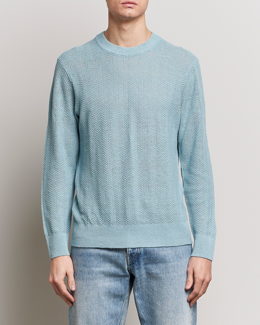 Herren | Pullover | NN07 | Jaden Knitted Linen Crew Neck Sweater Winter Sky 