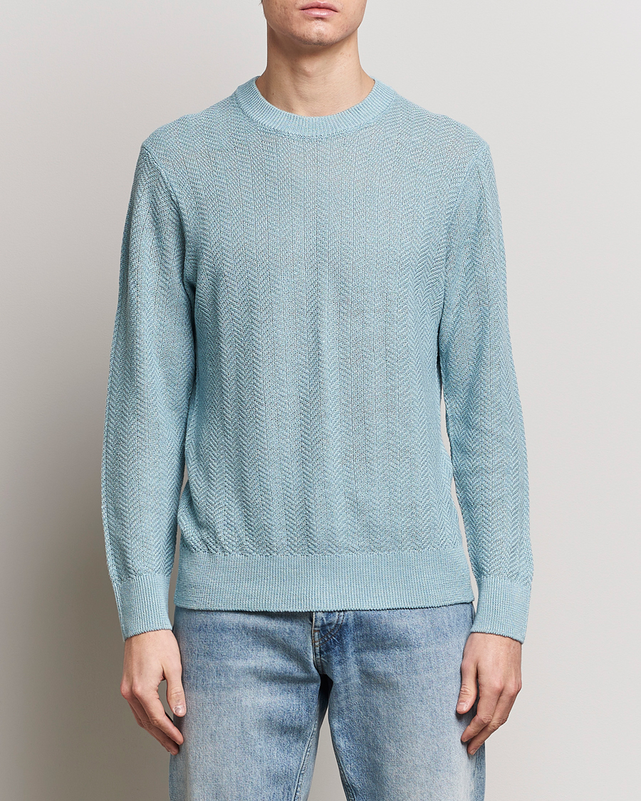Herren | Pullover | NN07 | Jaden Knitted Linen Crew Neck Sweater Winter Sky