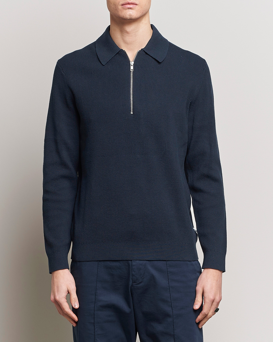 Herren | Half-zip | NN07 | Hansie Knitted Half Zip Navy Blue