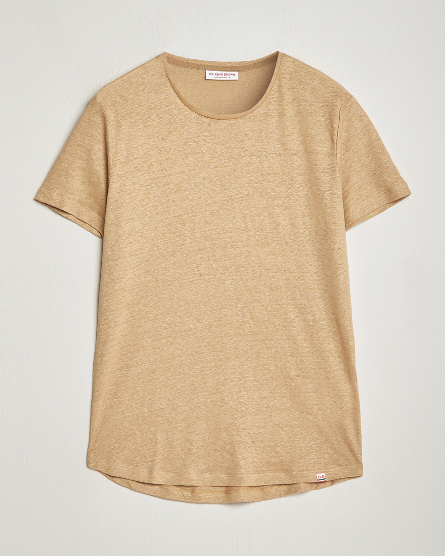 Herren | T-Shirts | Orlebar Brown | OB Linen Crew Neck Tee Biscuit