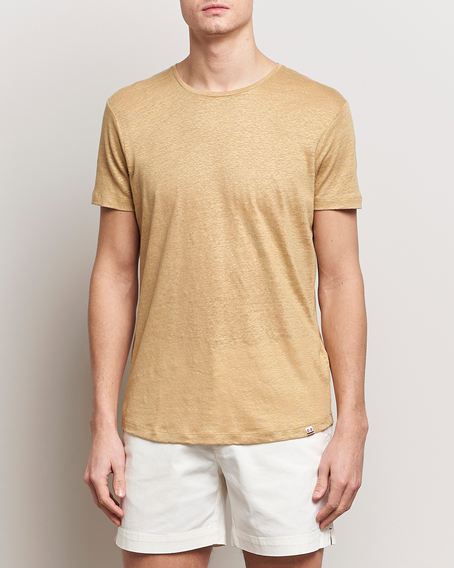 Herren | Best of British | Orlebar Brown | OB Linen Crew Neck Tee Biscuit