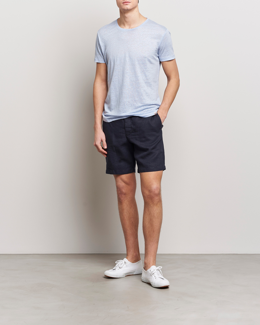 Herren | T-Shirts | Orlebar Brown | OB Linen Crew Neck Tee Soft Blue