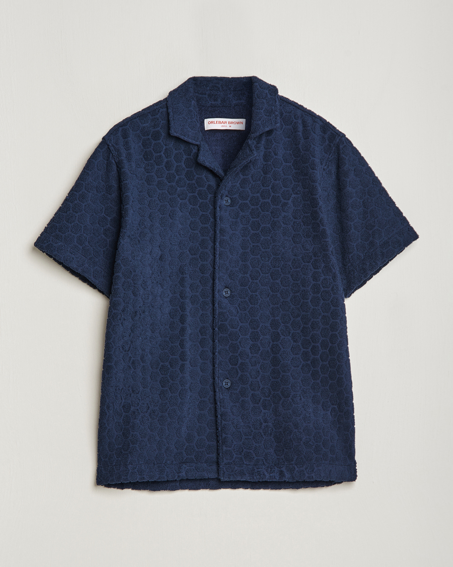 Herren | Hemden | Orlebar Brown | Howell Atom Towelling Short Sleeve Shirt Night Iris