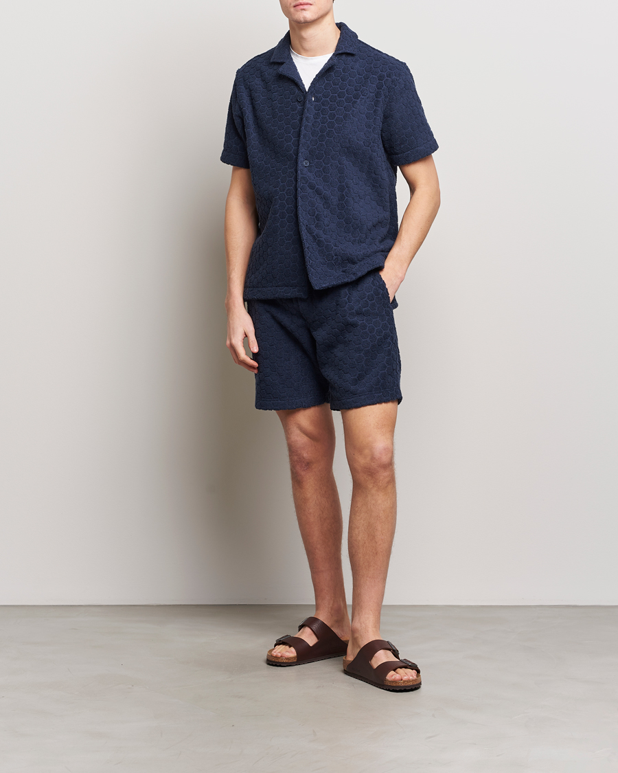 Herren | Hemden | Orlebar Brown | Howell Atom Towelling Short Sleeve Shirt Night Iris