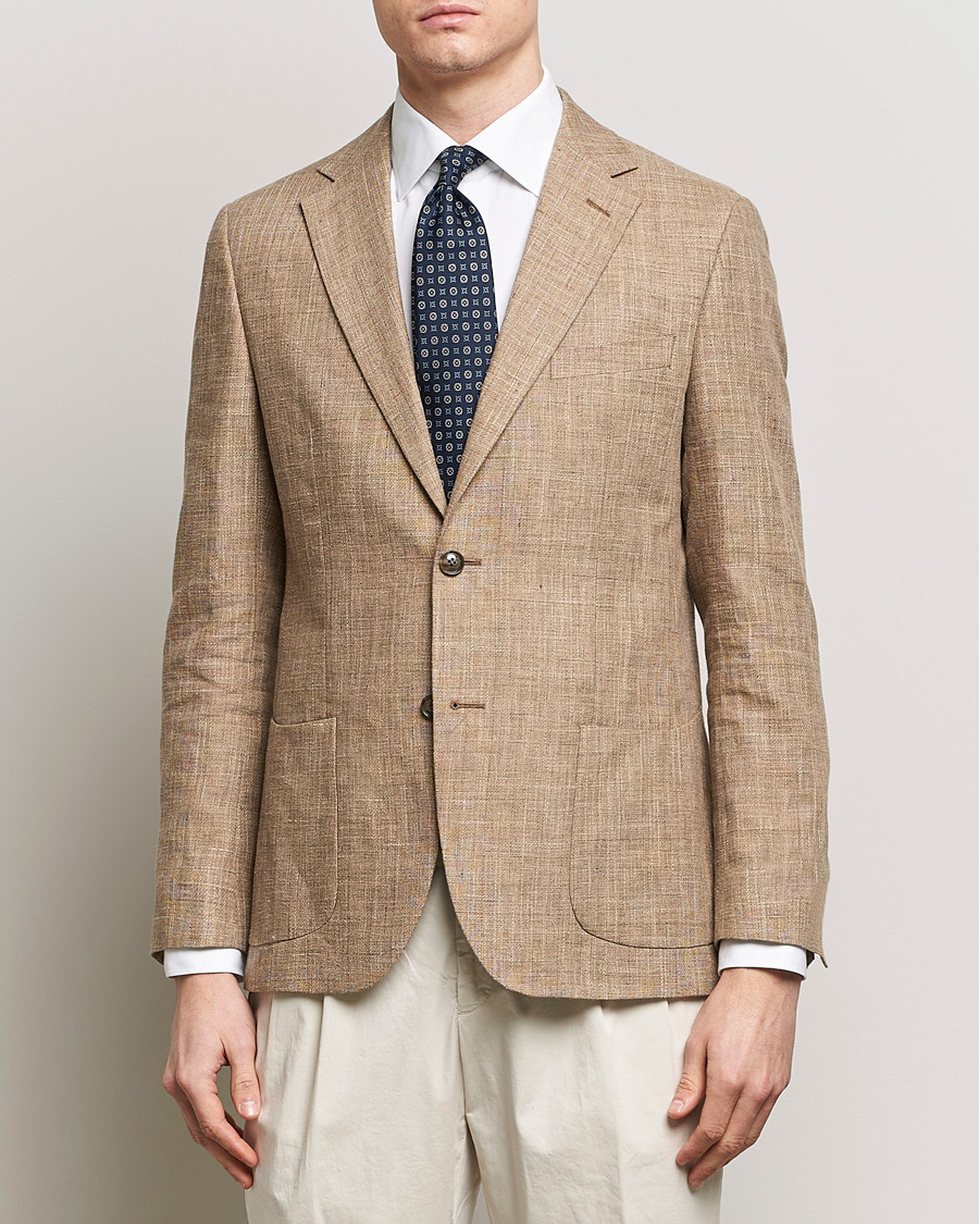 Herren | Business Casual | Morris Heritage | Mike Cotton/Linen Structure Blazer Light Brown