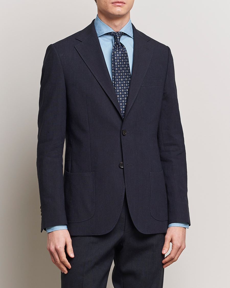 Herren | Leinensakko | Morris Heritage | Summer Linen Blazer Navy