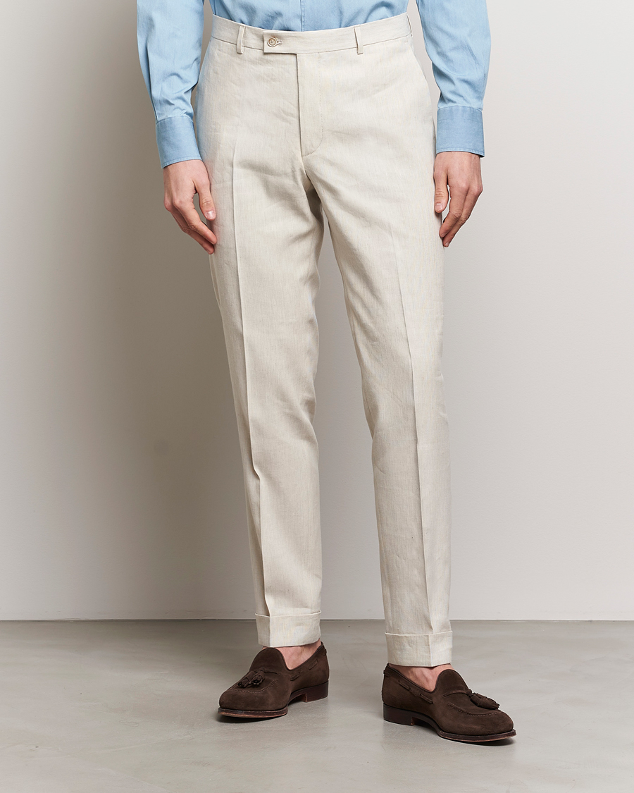 Herren | Leinenhosen | Morris Heritage | Jack Summer Linen Trousers Beige