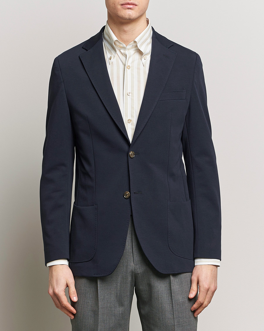 Herren | Business Casual | Morris Heritage | Mike Soft Cotton Jersey Blazer Navy