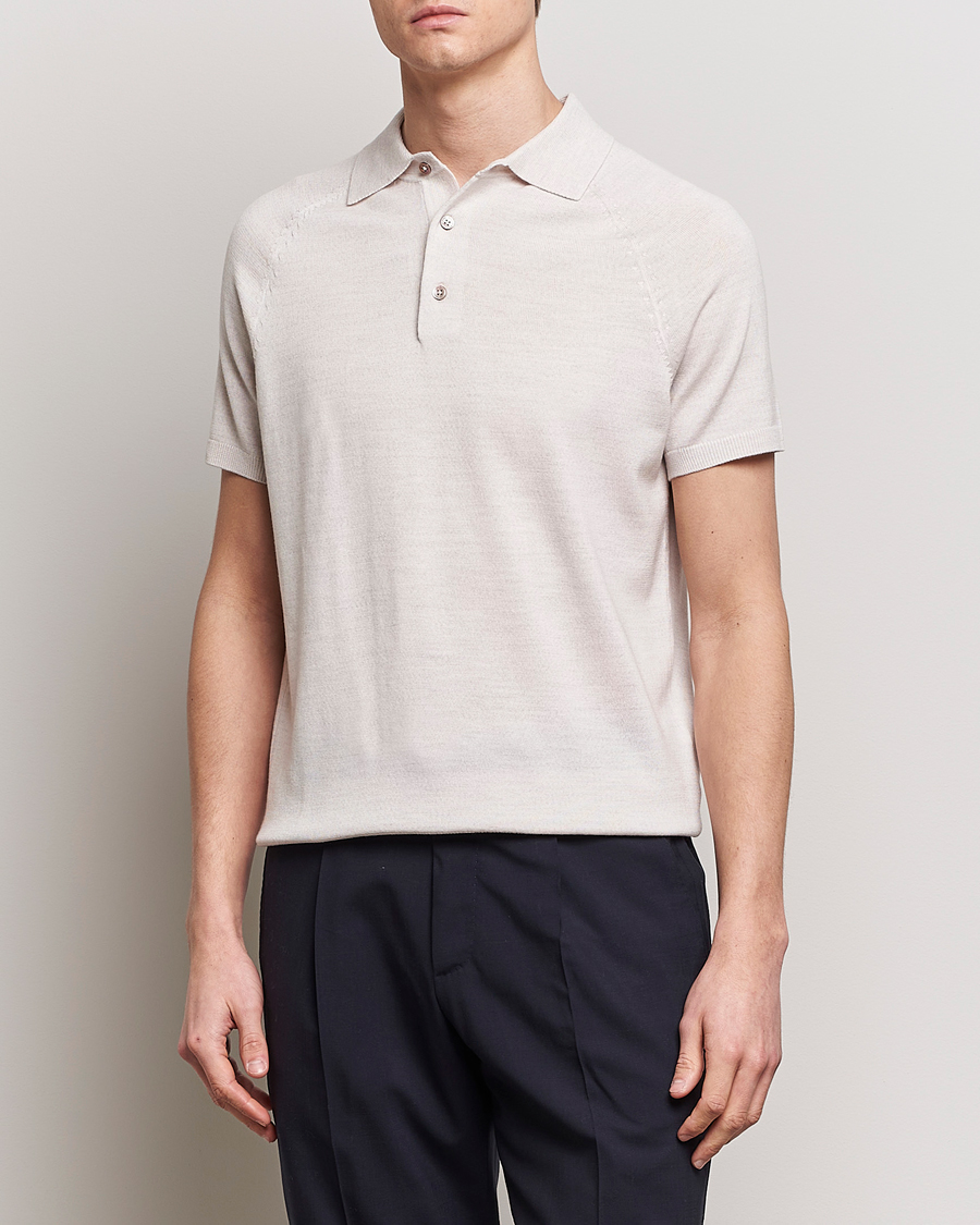 Herren | Kurzarm-Poloshirts | Morris Heritage | Fleming Short Sleeve Merino Polo Off White