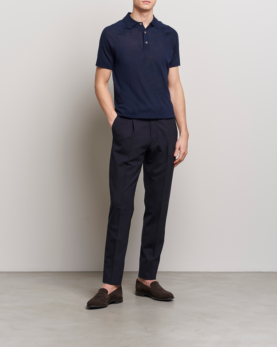 Herren | Poloshirts | Morris Heritage | Fleming Short Sleeve Merino Polo Navy