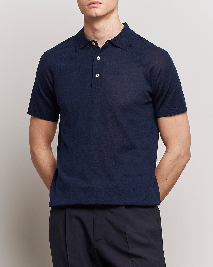 Herren | Kurzarm-Poloshirts | Morris Heritage | Fleming Short Sleeve Merino Polo Navy