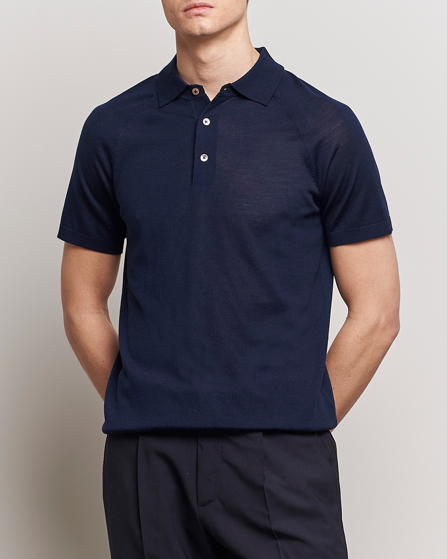 Herren | Kleidung | Morris Heritage | Fleming Short Sleeve Merino Polo Navy