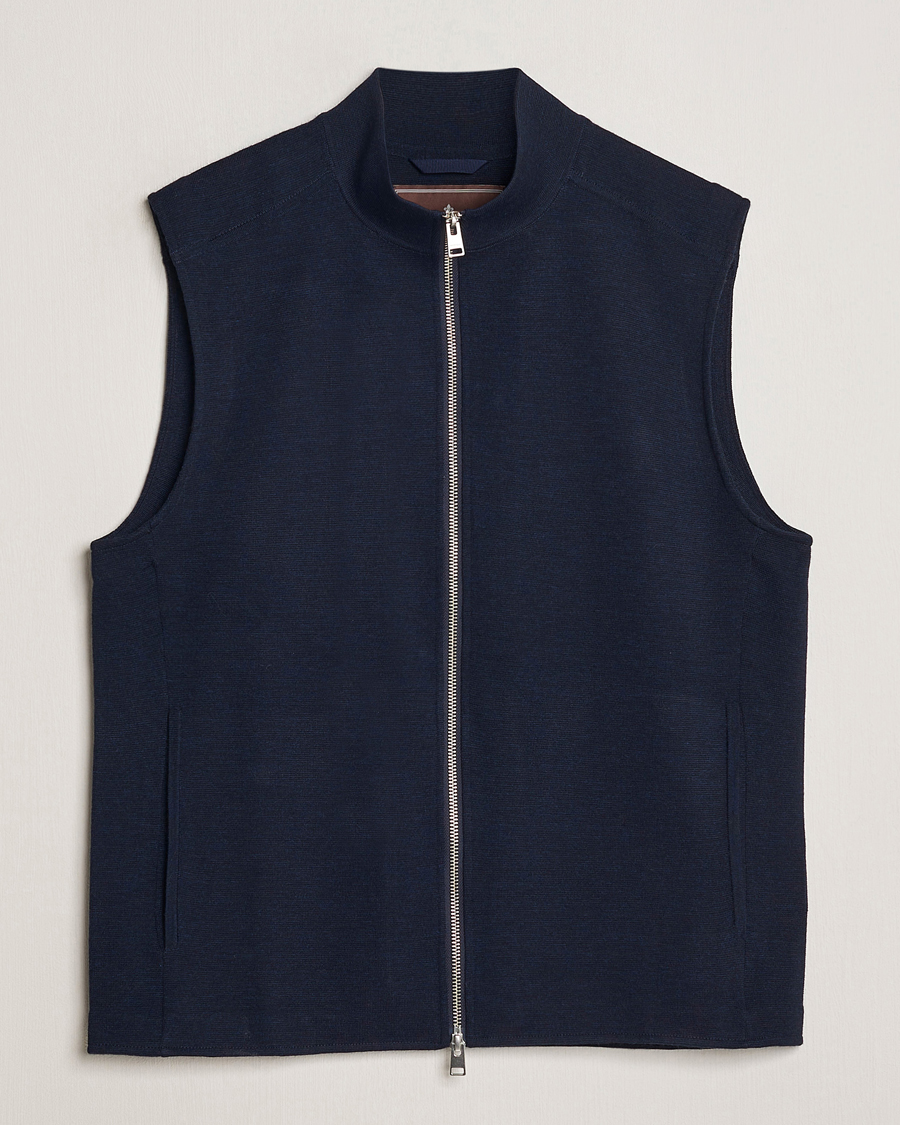 Herren | Pullover | Morris Heritage | Kayden Merino Full Zip Vest Navy