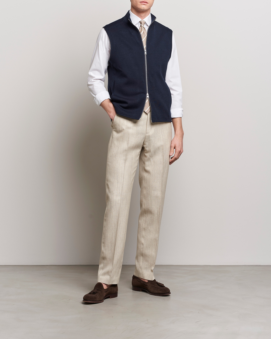 Herren | Pullover | Morris Heritage | Kayden Merino Full Zip Vest Navy