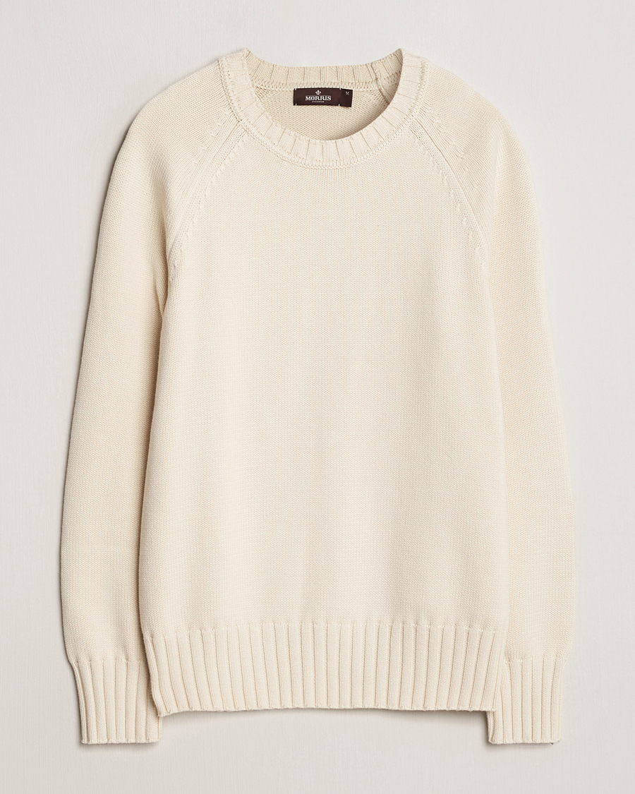 Herren | Pullover | Morris Heritage | Bennet Knitted Cotton/Cashmere Crew Neck Off White