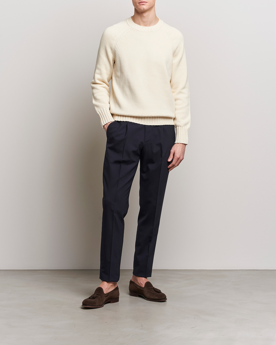Herren | Pullover | Morris Heritage | Bennet Knitted Cotton/Cashmere Crew Neck Off White