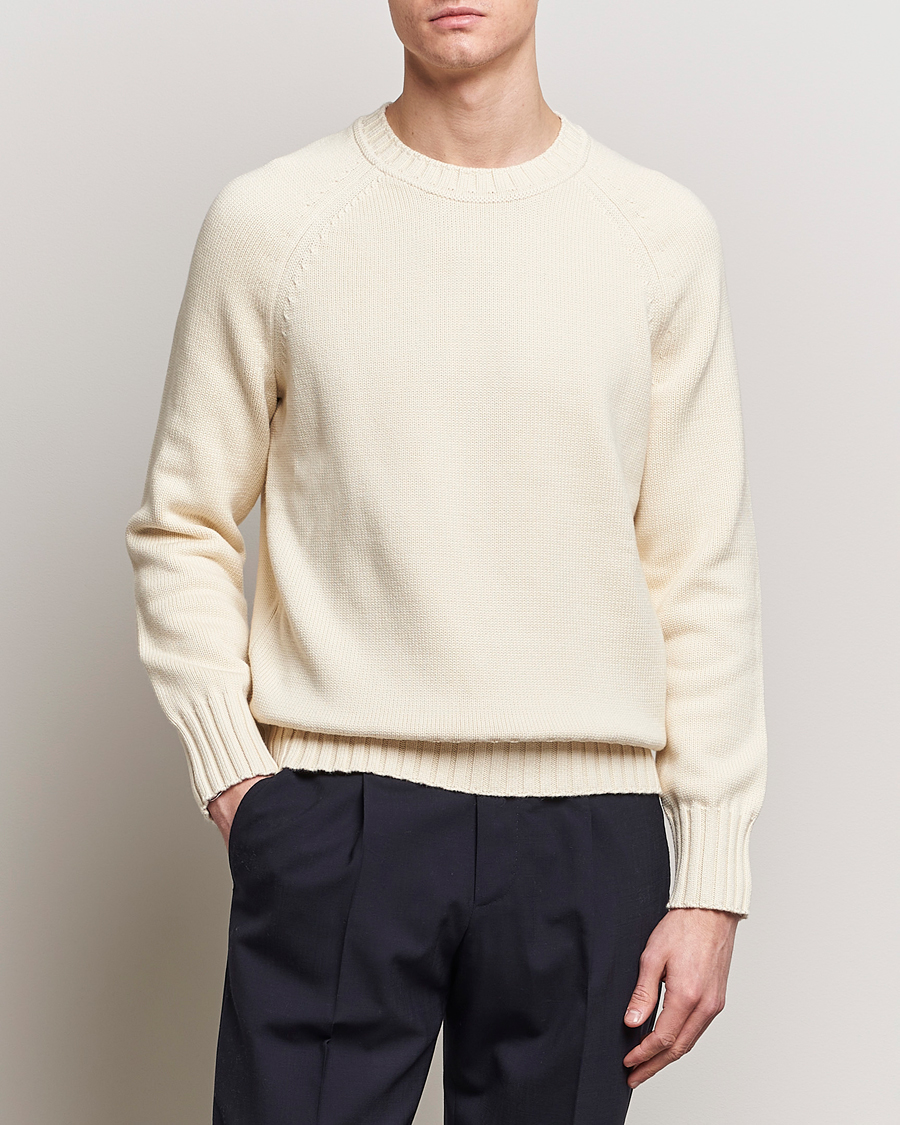 Herren | Strickpullover | Morris Heritage | Bennet Knitted Cotton/Cashmere Crew Neck Off White