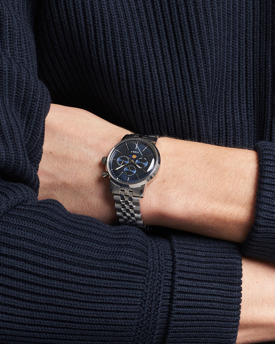 Herr | Klockor | Timex | Marlin Moon Phase Quartz Steel 40mm Blue Dial