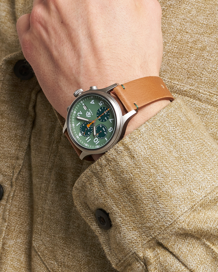 Herr | Läderarmband | Timex | Expedition North Sierra Chronograph 42mm Green Dial