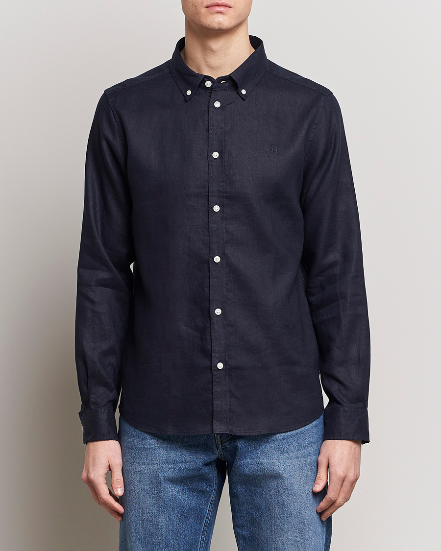 Herren |  | LES DEUX | Kristian Linen Button Down Shirt Dark Navy