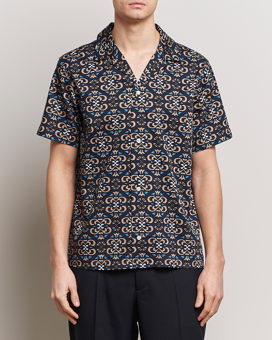 Herren | Kleidung | LES DEUX | Hendrix Printed Short Sleeve Shirt Dark Navy