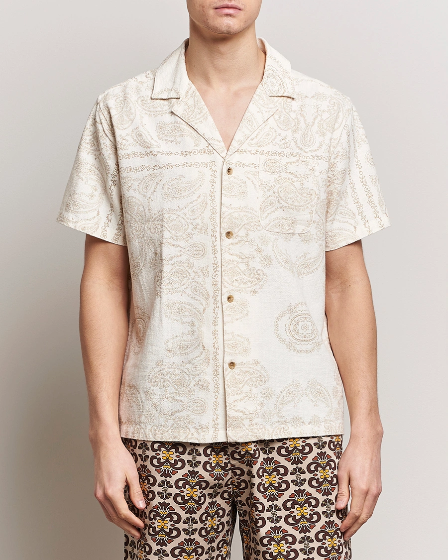Herr | Kortärmade skjortor | LES DEUX | Lesley Paisley Short Sleeve Shirt Light Ivory