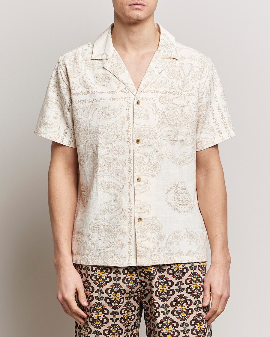 Men | LES DEUX | LES DEUX | Lesley Paisley Short Sleeve Shirt Light Ivory