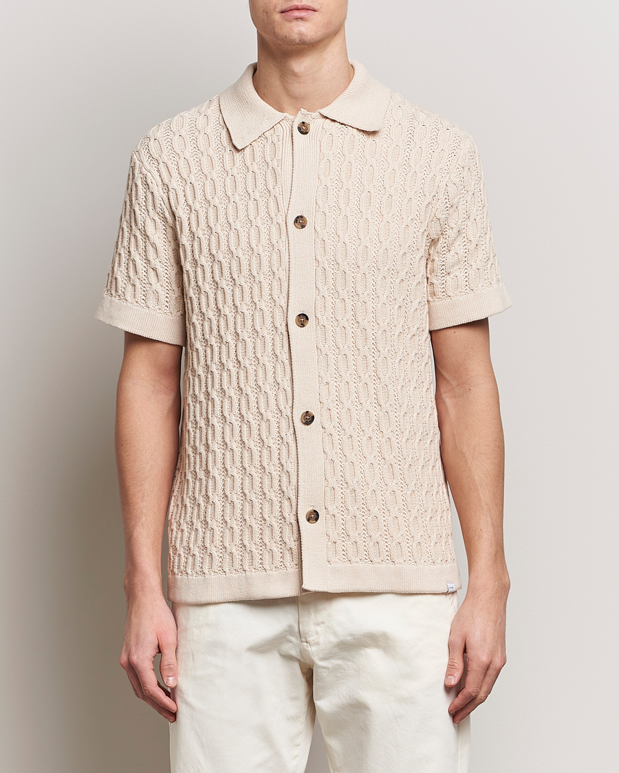 Herr | Kortärmade skjortor | LES DEUX | Garret Knitted Short Sleeve Shirt Ivory