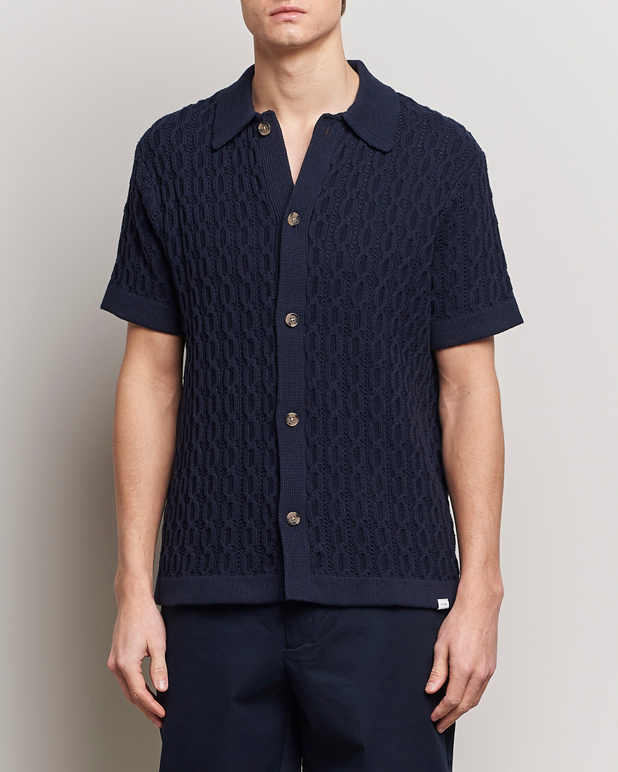 Herren | Hemden | LES DEUX | Garret Knitted Short Sleeve Shirt Dark Navy