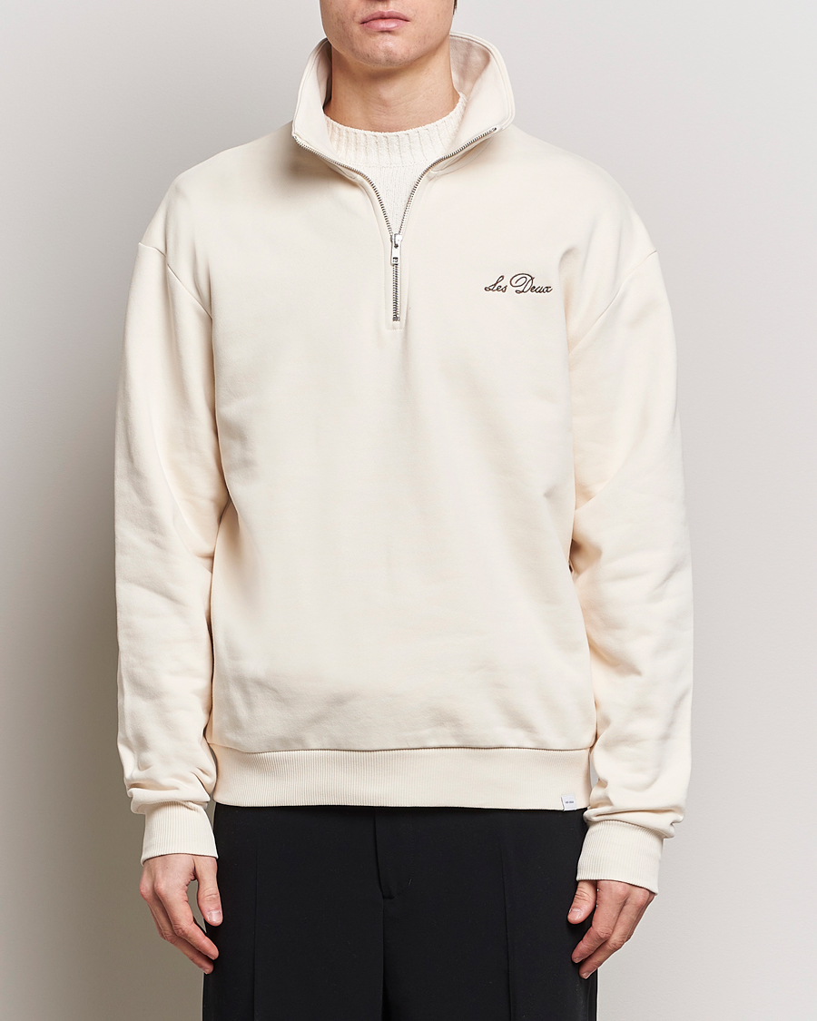 Herren | Half-zip | LES DEUX | Crew Half Zip Sweatshirt Light Ivory