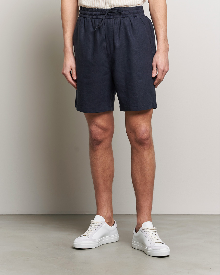 Herren | LES DEUX | LES DEUX | Otto Linen Shorts Dark Navy