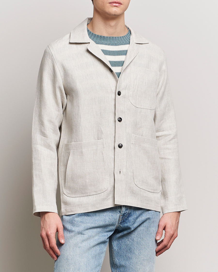 Men | Shirt Jackets | Peregrine | Grange Linen Shacket Natural