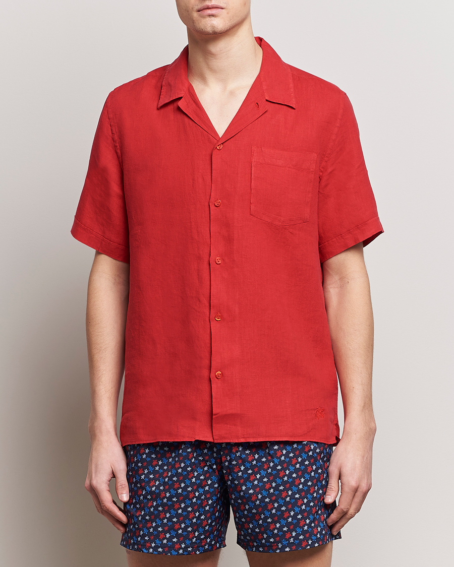 Herren | Hemden | Vilebrequin | Carhli Resort Short Sleeve Shirt Mouline Rouge