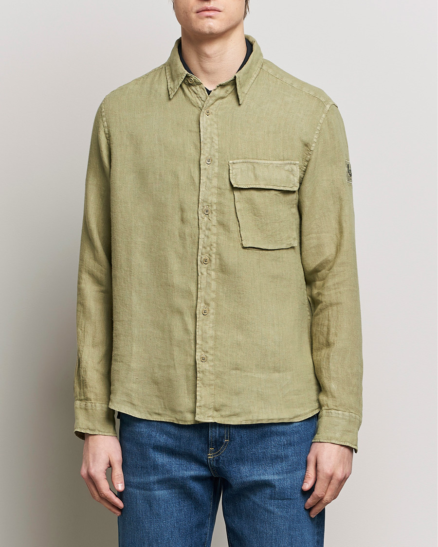 Herren | Best of British | Belstaff | Scale Linen Pocket Shirt Aloe