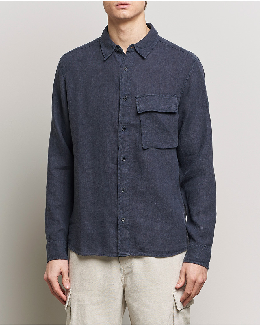 Herren | Hemden | Belstaff | Scale Linen Pocket Shirt Dark Ink