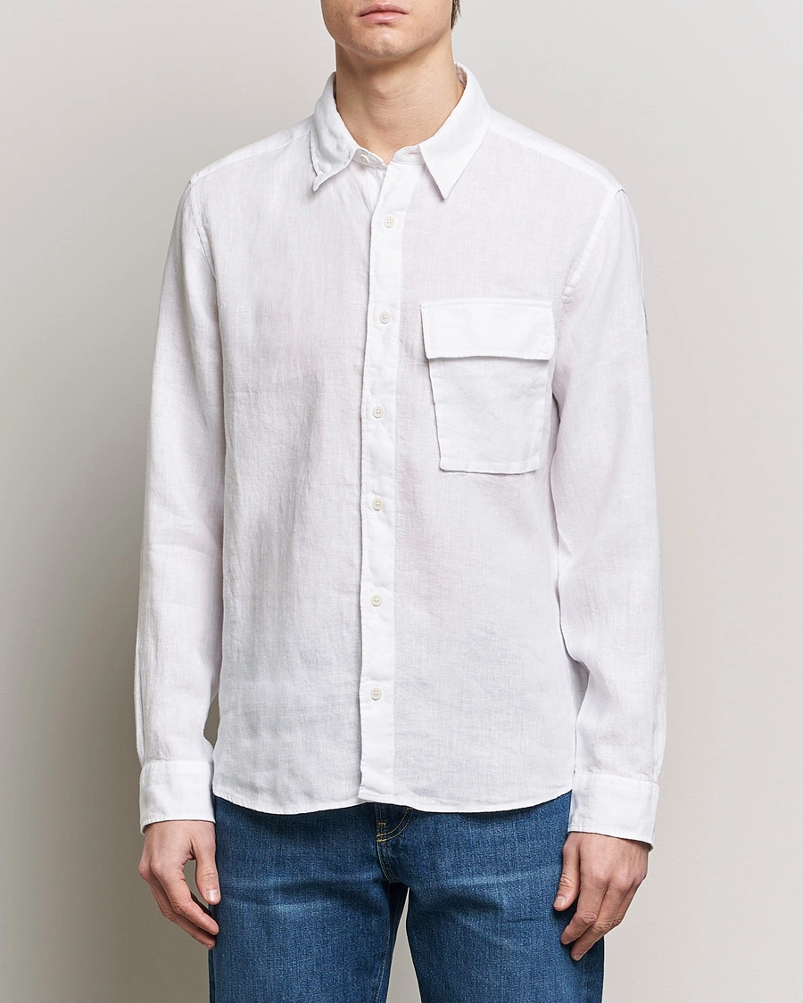 Herren | Freizeithemden | Belstaff | Scale Linen Pocket Shirt White