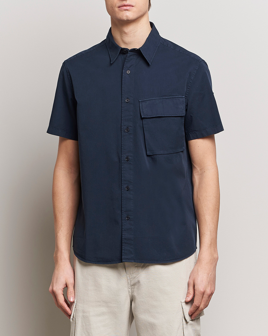 Herren | Kleidung | Belstaff | Scale Short Sleeve Cotton Shirt Dark Ink