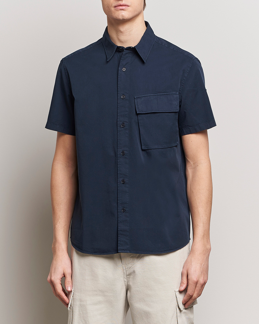 Herren | Summer | Belstaff | Scale Short Sleeve Cotton Shirt Dark Ink