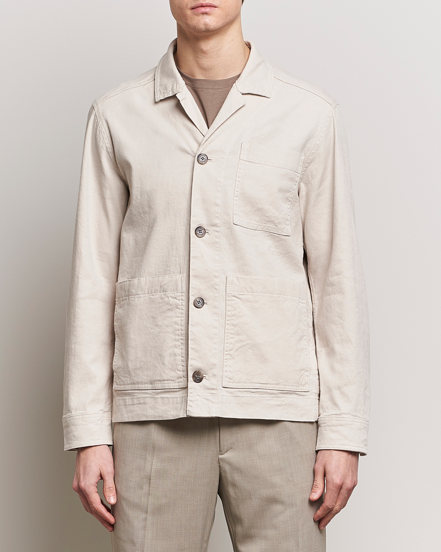 Herren |  | J.Lindeberg | Errol Linen/Cotton Workwear Overshirt Moonbeam