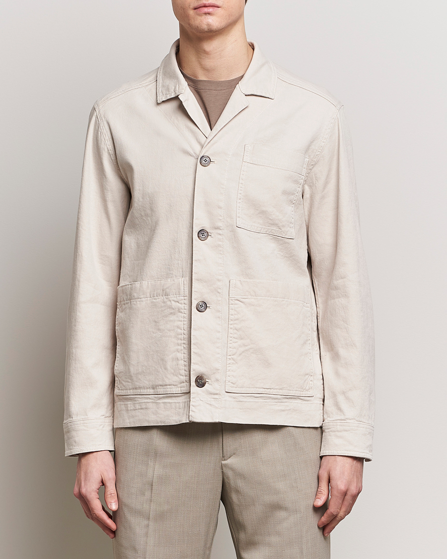 Herren | An overshirt occasion | J.Lindeberg | Errol Linen/Cotton Workwear Overshirt Moonbeam