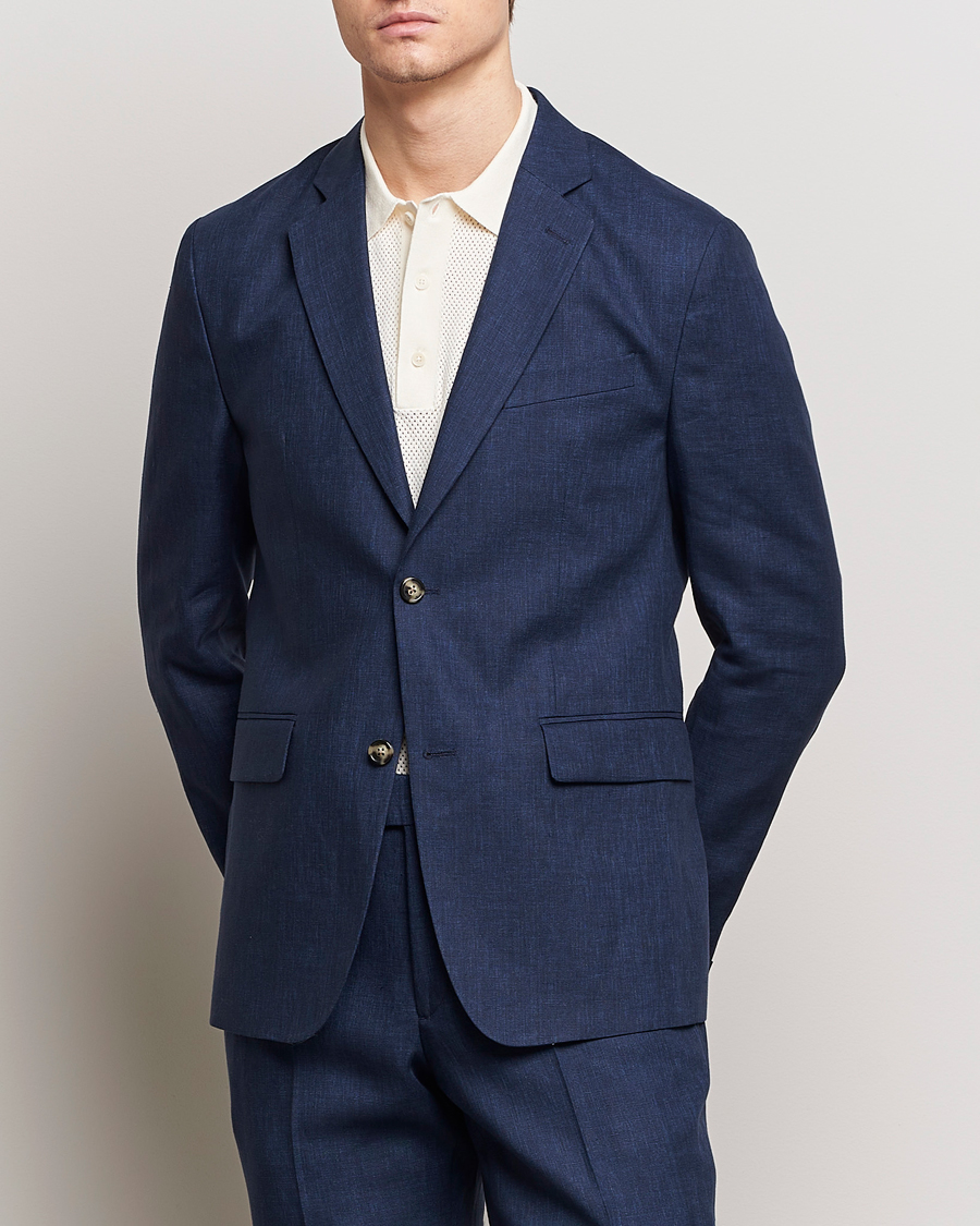 Herren | Kombi-Sakko | J.Lindeberg | Hopper Super Linen Blazer Navy