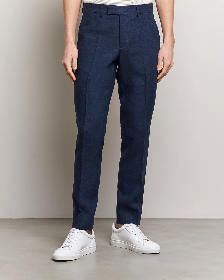 Men |  | J.Lindeberg | Grant Super Linen Trousers Navy