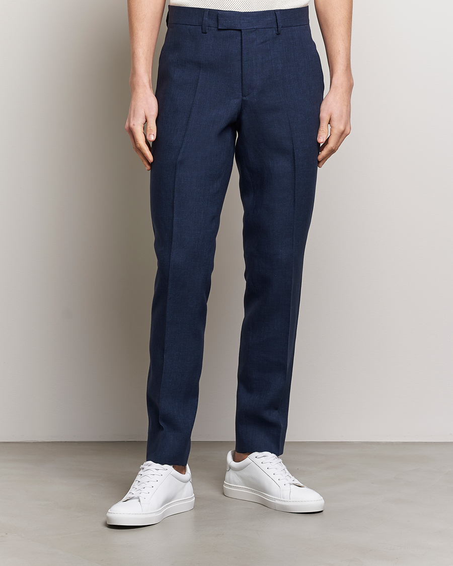 Men | J.Lindeberg | J.Lindeberg | Grant Super Linen Trousers Navy