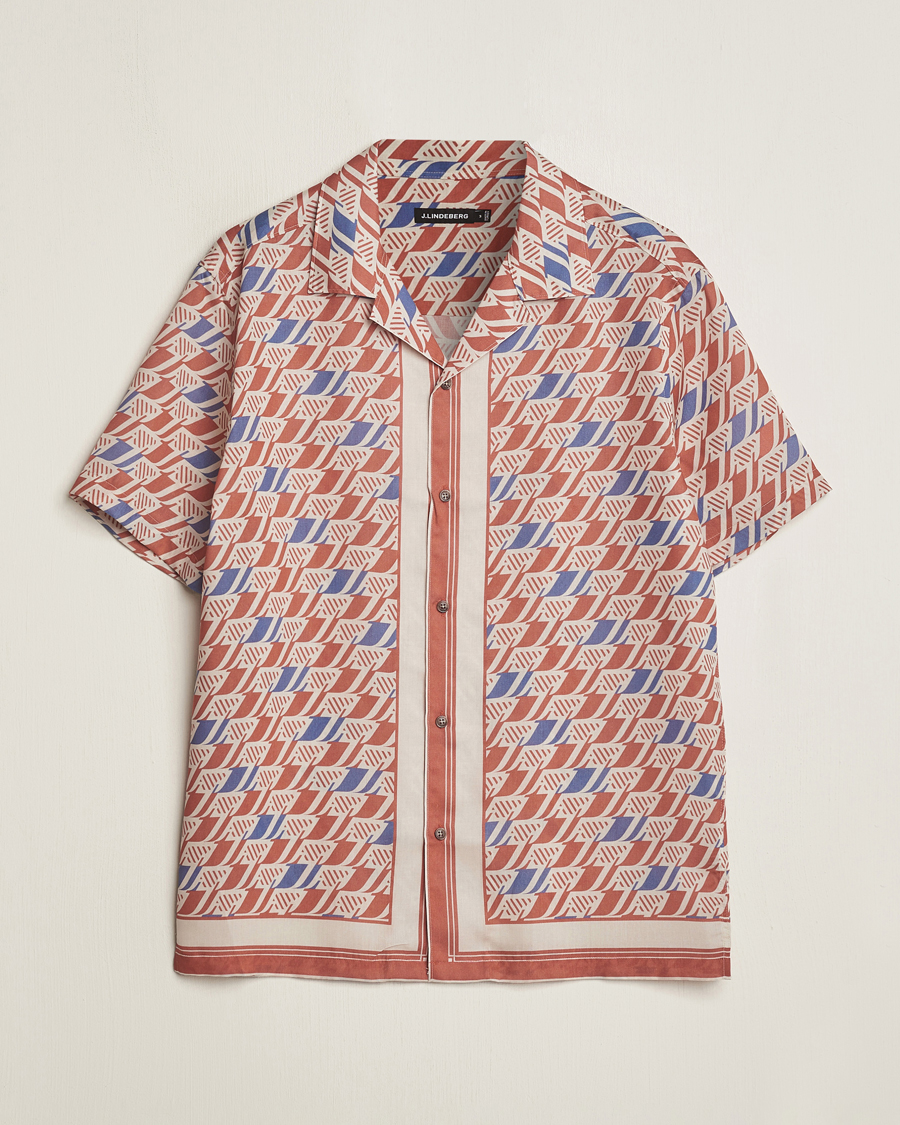 Herren | Hemden | J.Lindeberg | Elio Tencel Moto Print Short Sleeve Shirt Multi