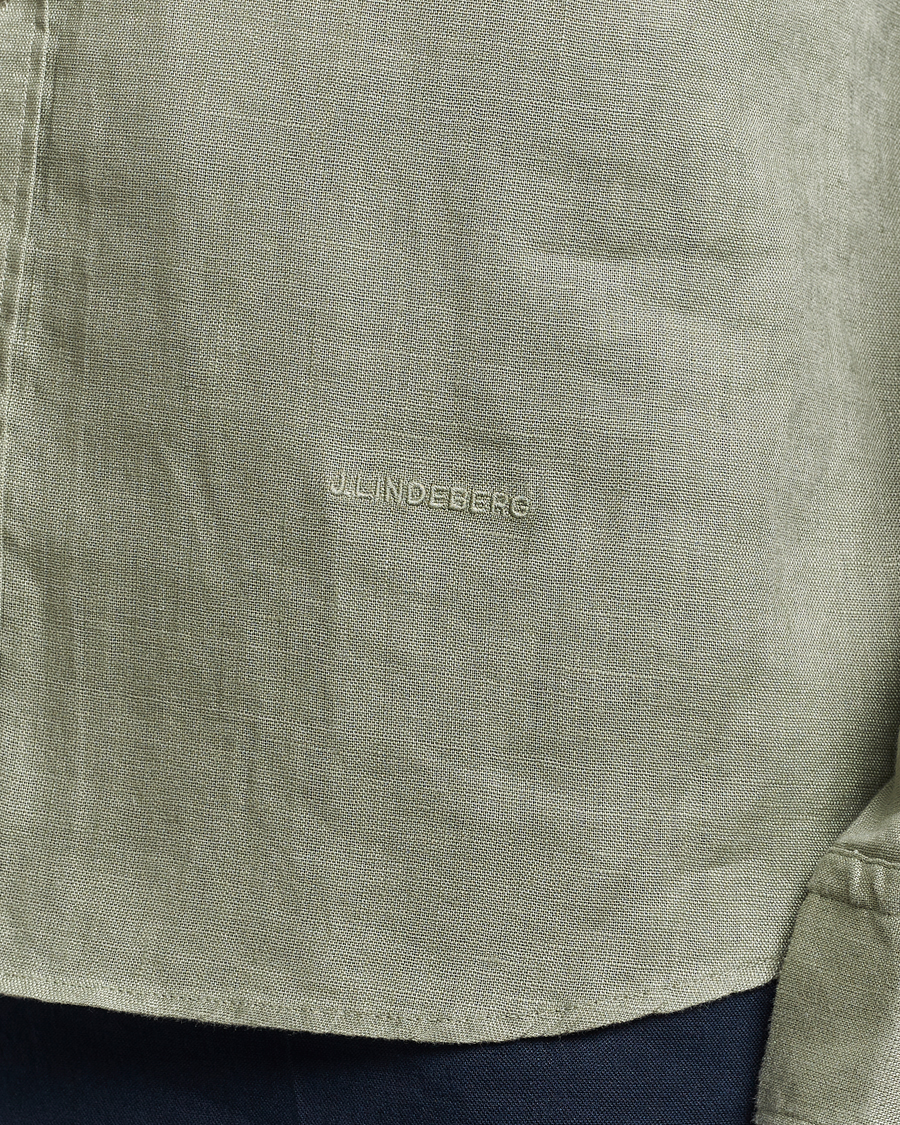 Herren | Hemden | J.Lindeberg | Regular Fit Clean Linen Shirt Oil Green