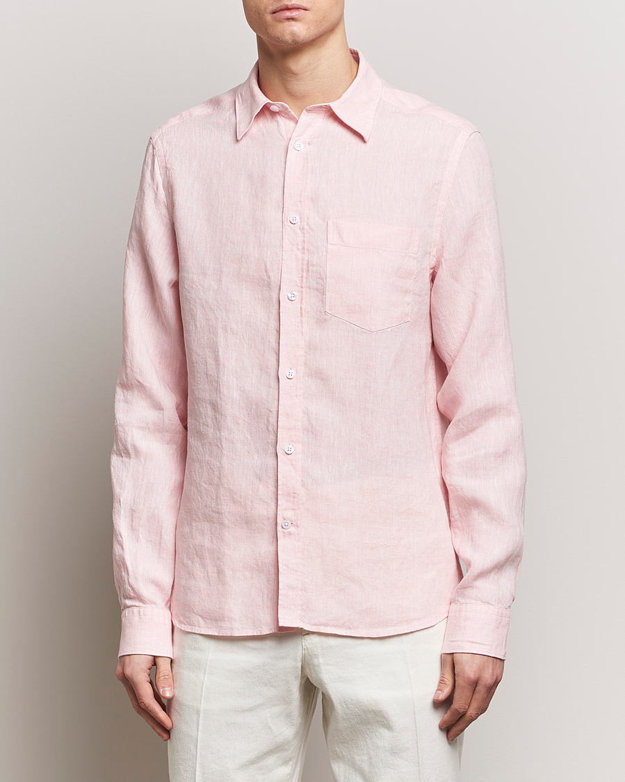 Herren |  | J.Lindeberg | Slim Fit Linen Melange Shirt Powder Pink