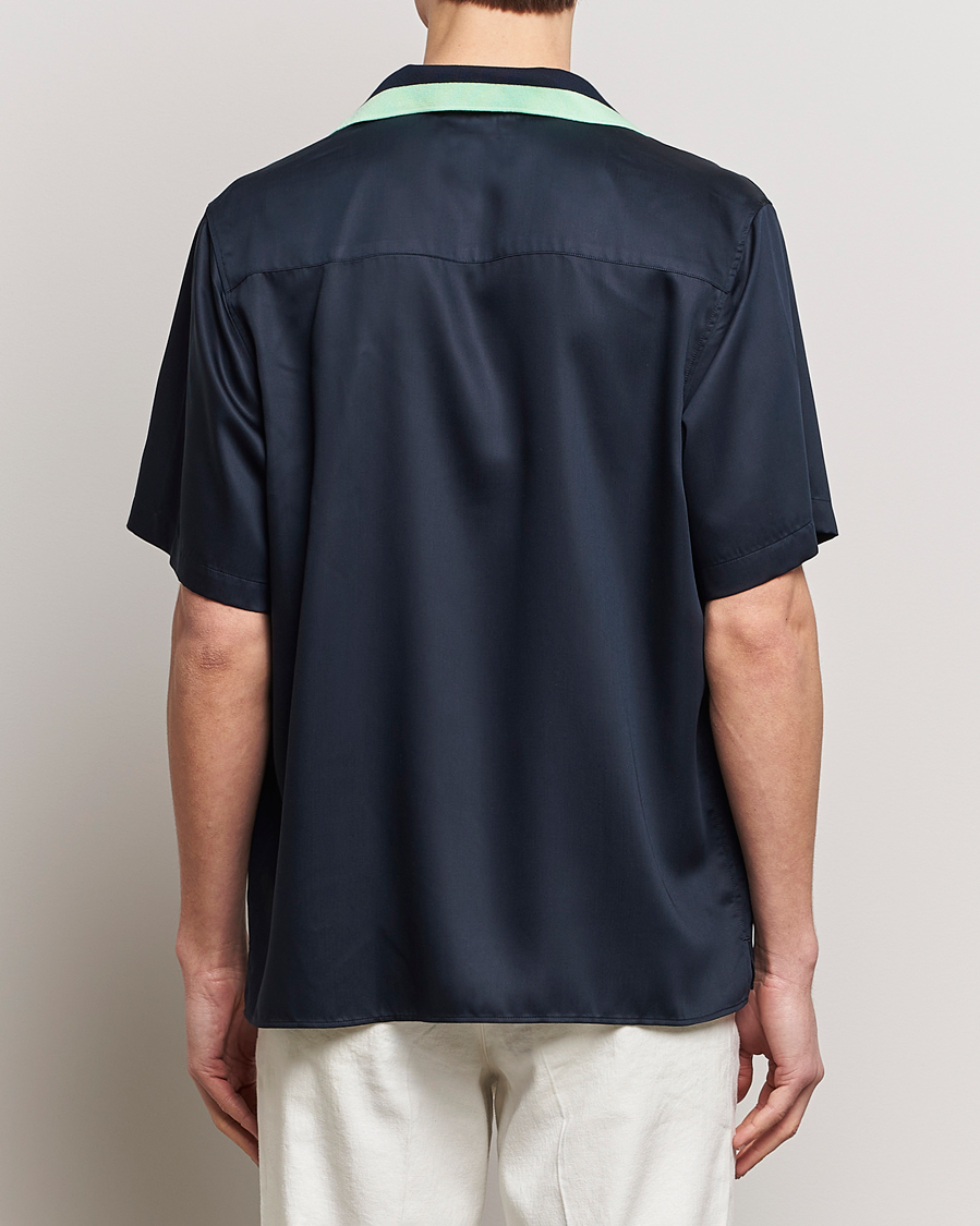 Herren | Hemden | J.Lindeberg | Skala Knit Collar Tencel Shirt Navy