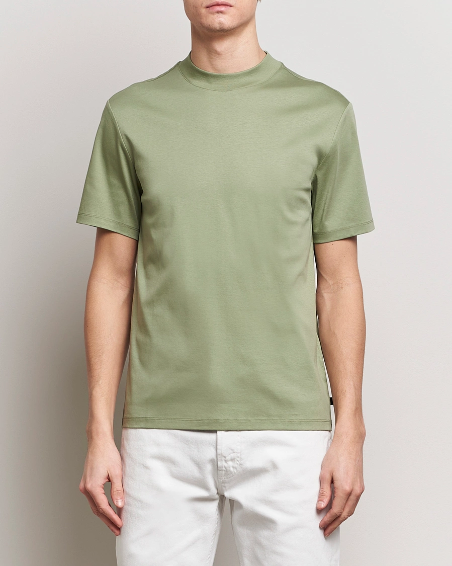 Herren | T-Shirts | J.Lindeberg | Ace Mock Neck T-Shirt Oil Green
