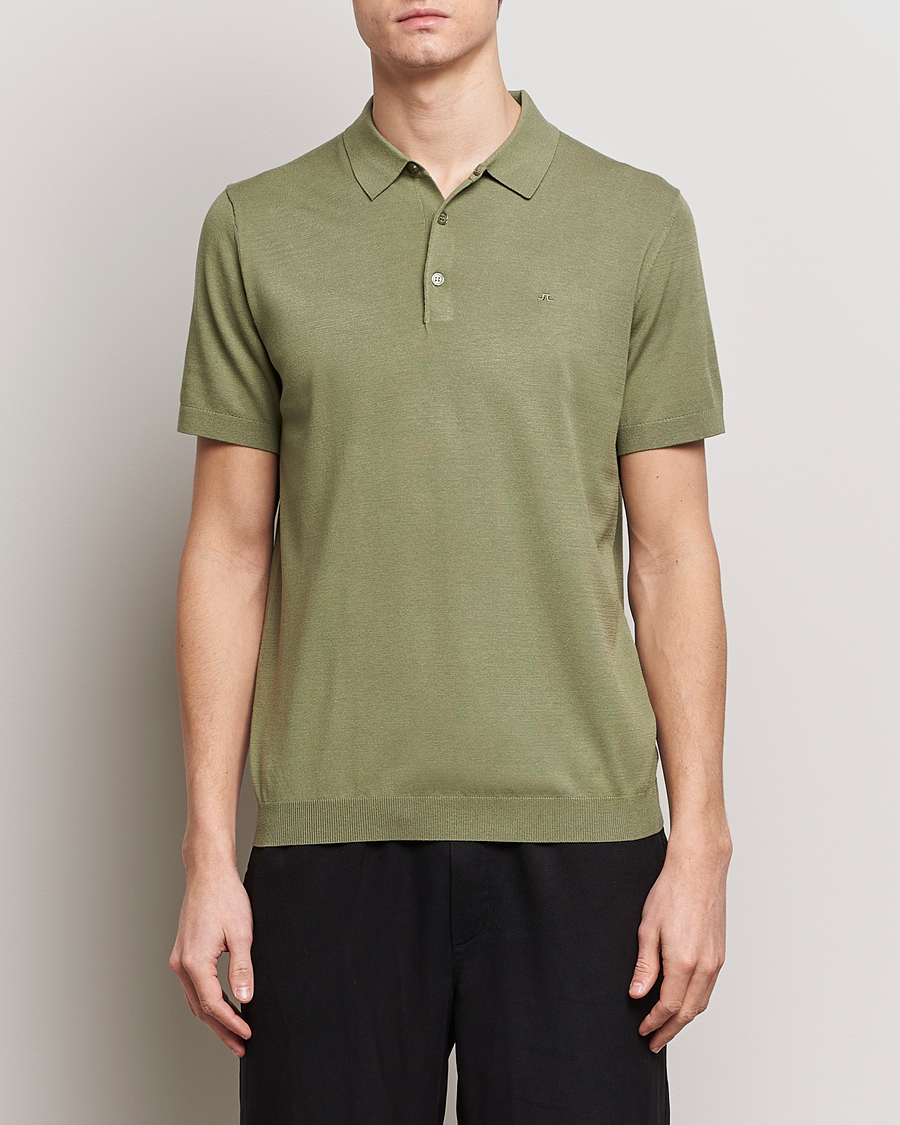 Herren | Kurzarm-Poloshirts | J.Lindeberg | Ridge Rayon Silk Polo Oil Green